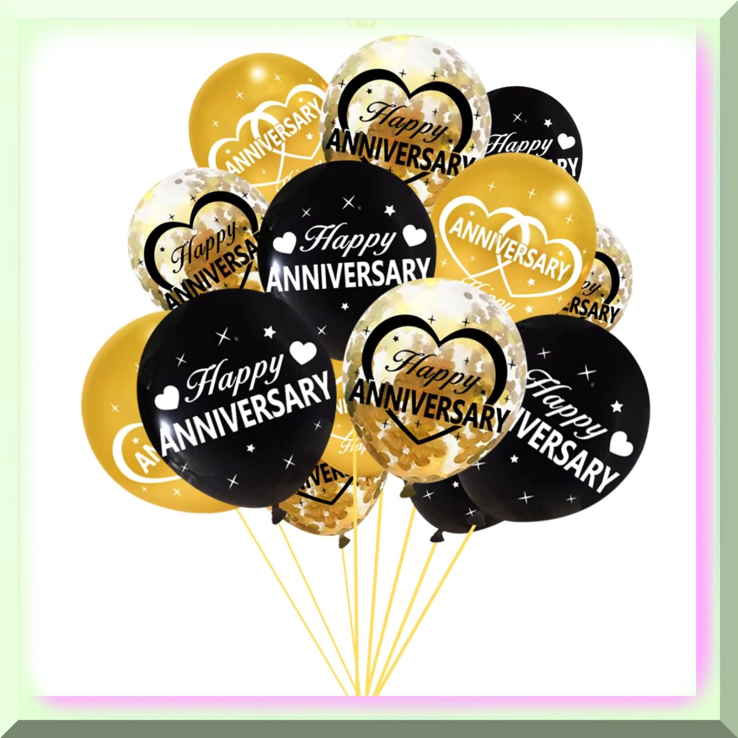 Black Gold Love Anniversary Balloon Set 30pcs