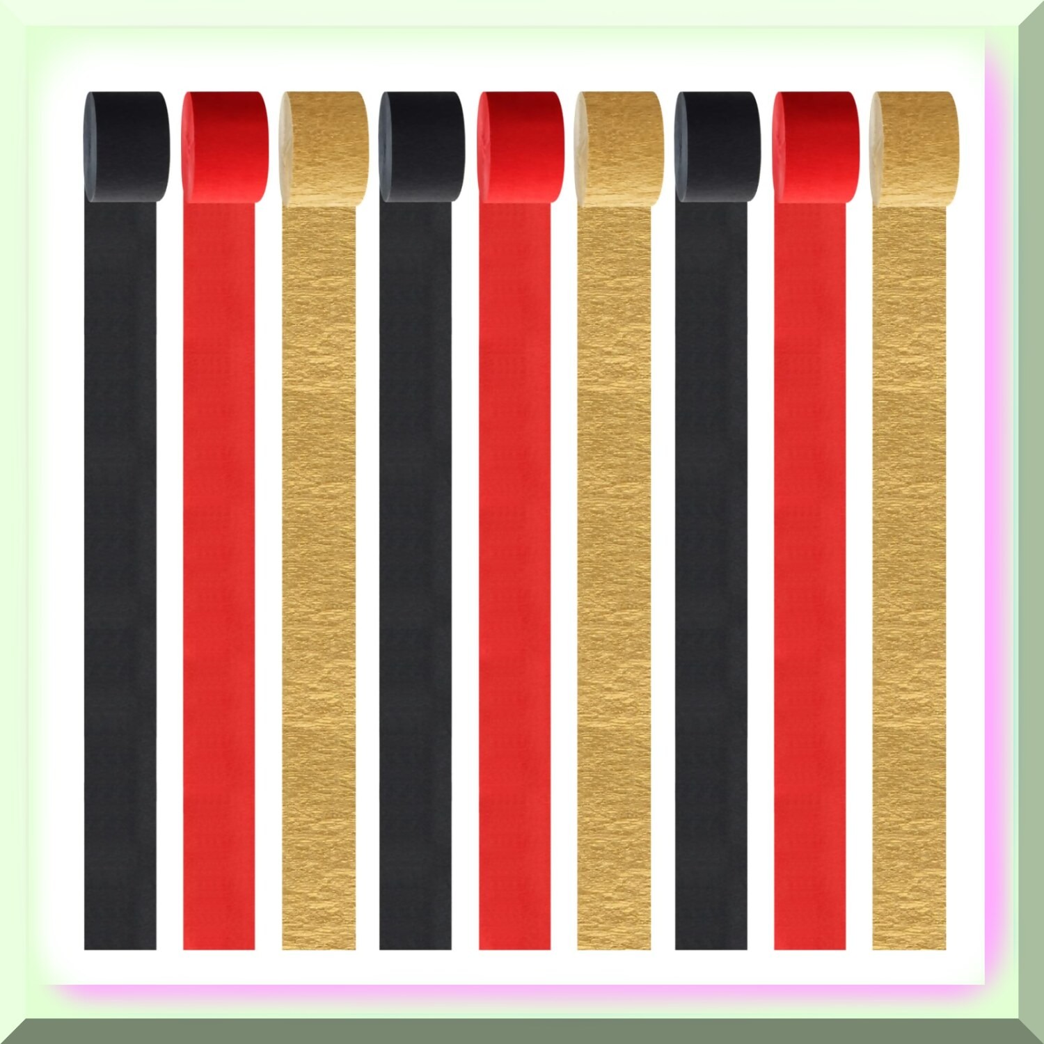 Red Black Gold Crepe Paper Streamers 9 Rolls