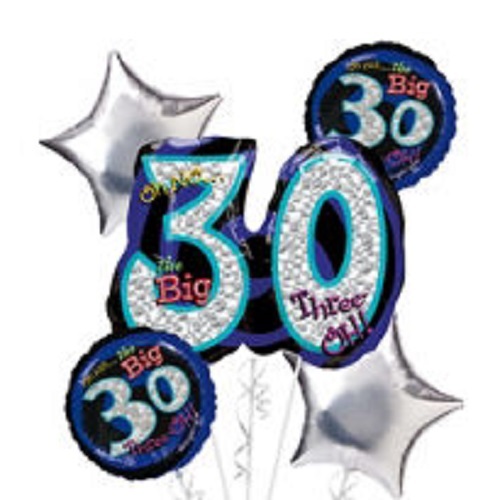 30th Birthday Party Balloon Bouquet 5ct