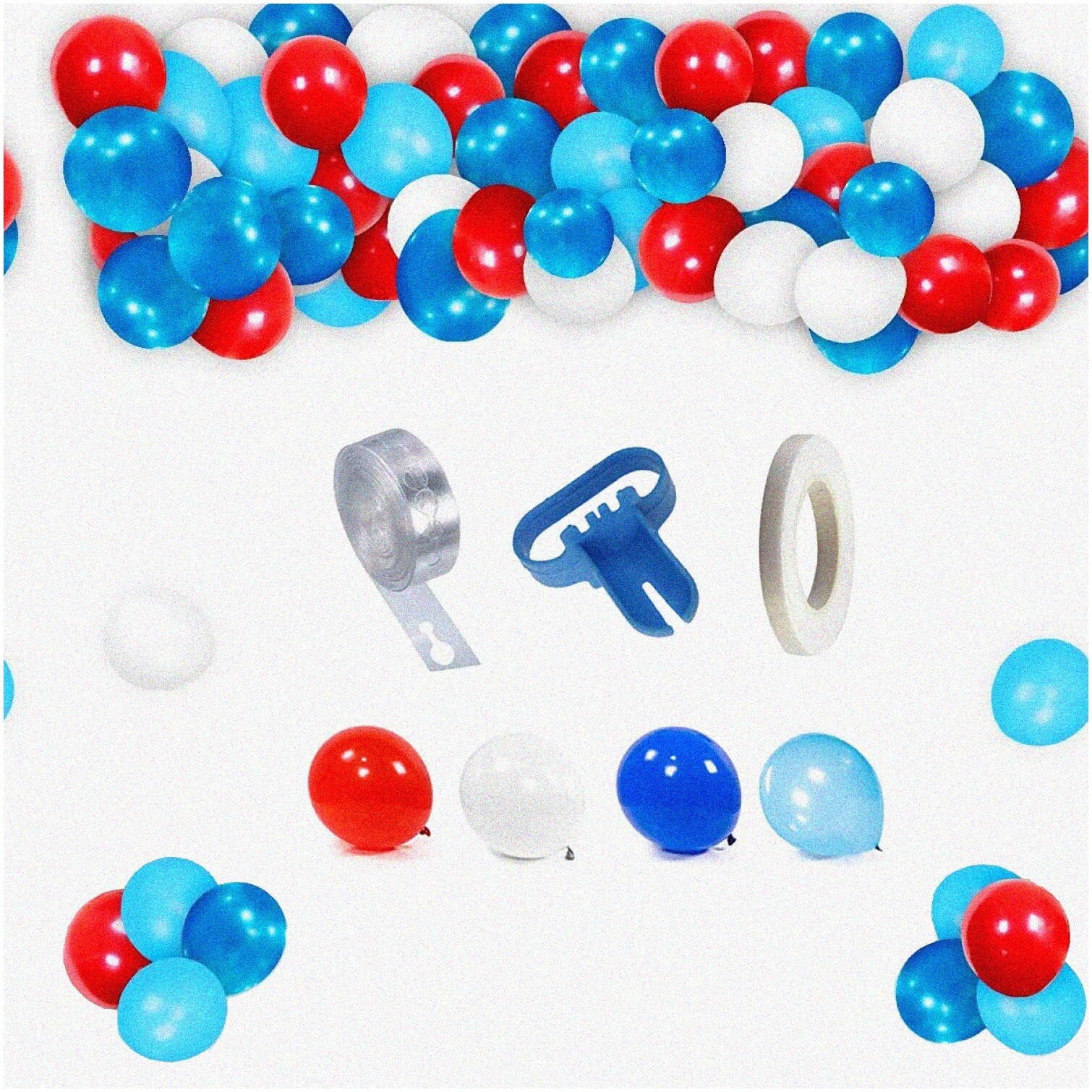 Balloon Garland Kit Red Blue White 25 Balloons