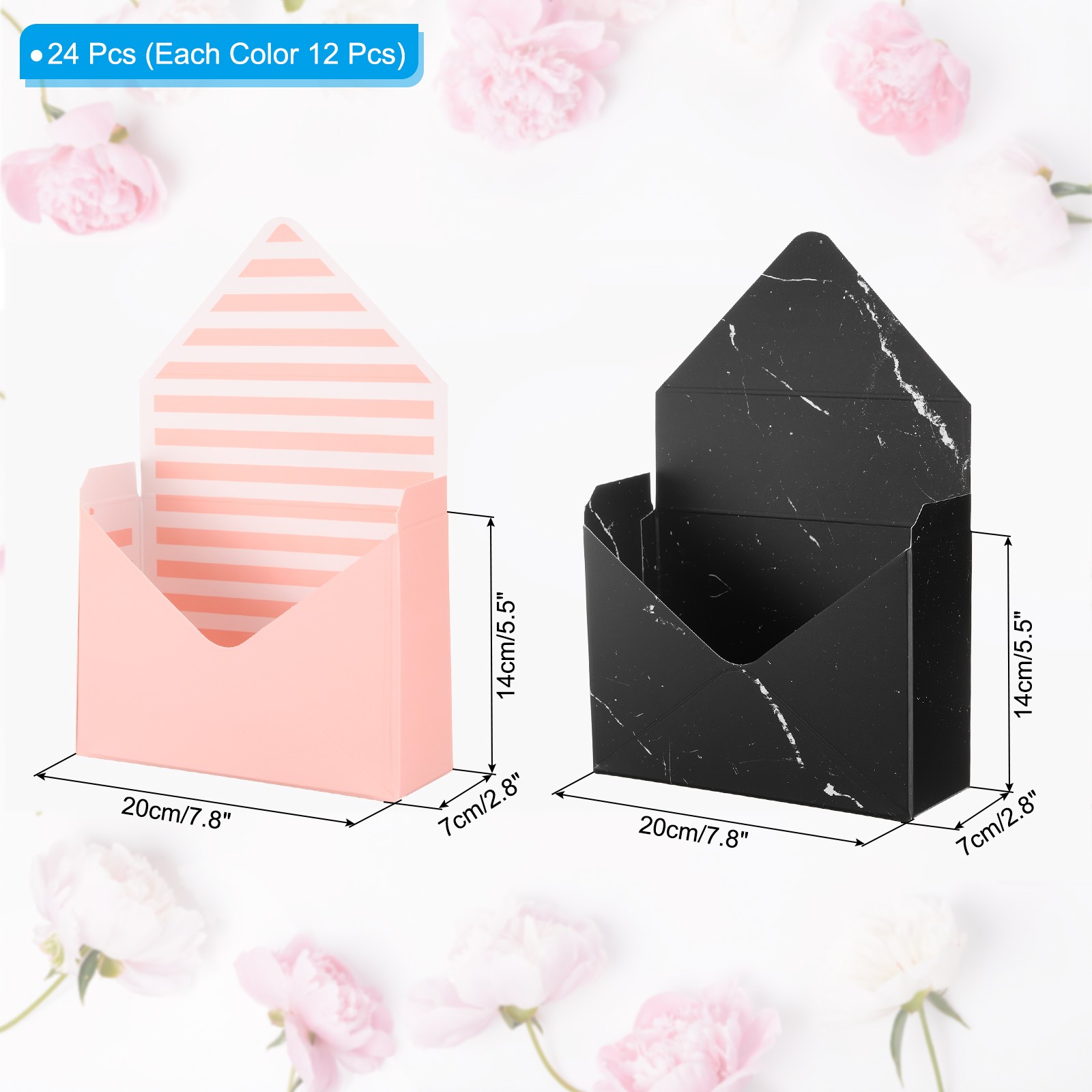Paper Flower Gift Bags, 24 Pcs Paper Bouquet Flower Gift Bag, Pink and Black