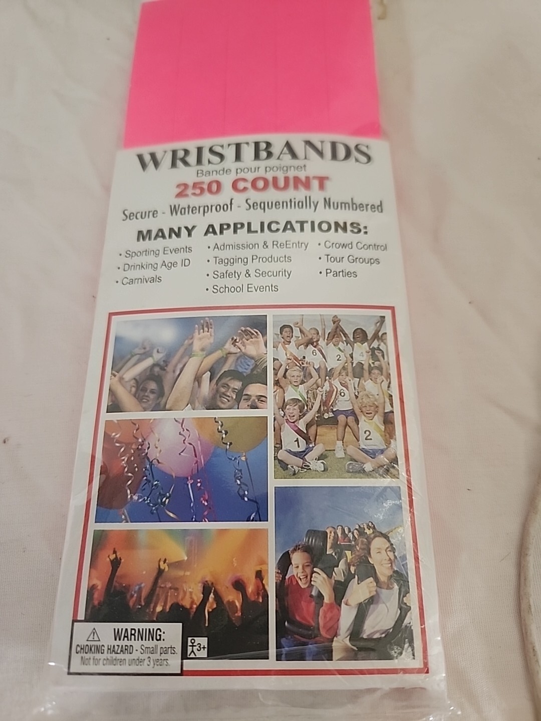 New Wristbands Neon Pink Numbered Admission Party Clubs Event Bar 250 Pc