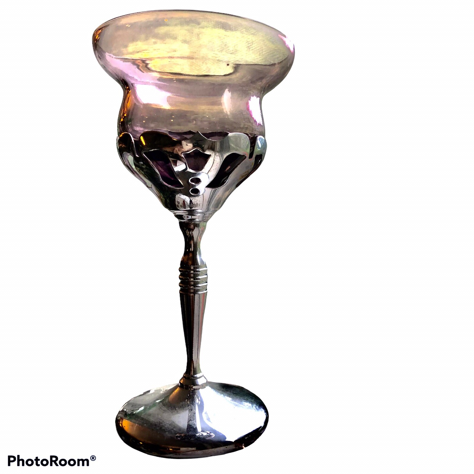 Pierced Stainless Steel Stem Detachable Amber Glass Wine Sorbet Mouse Cup
