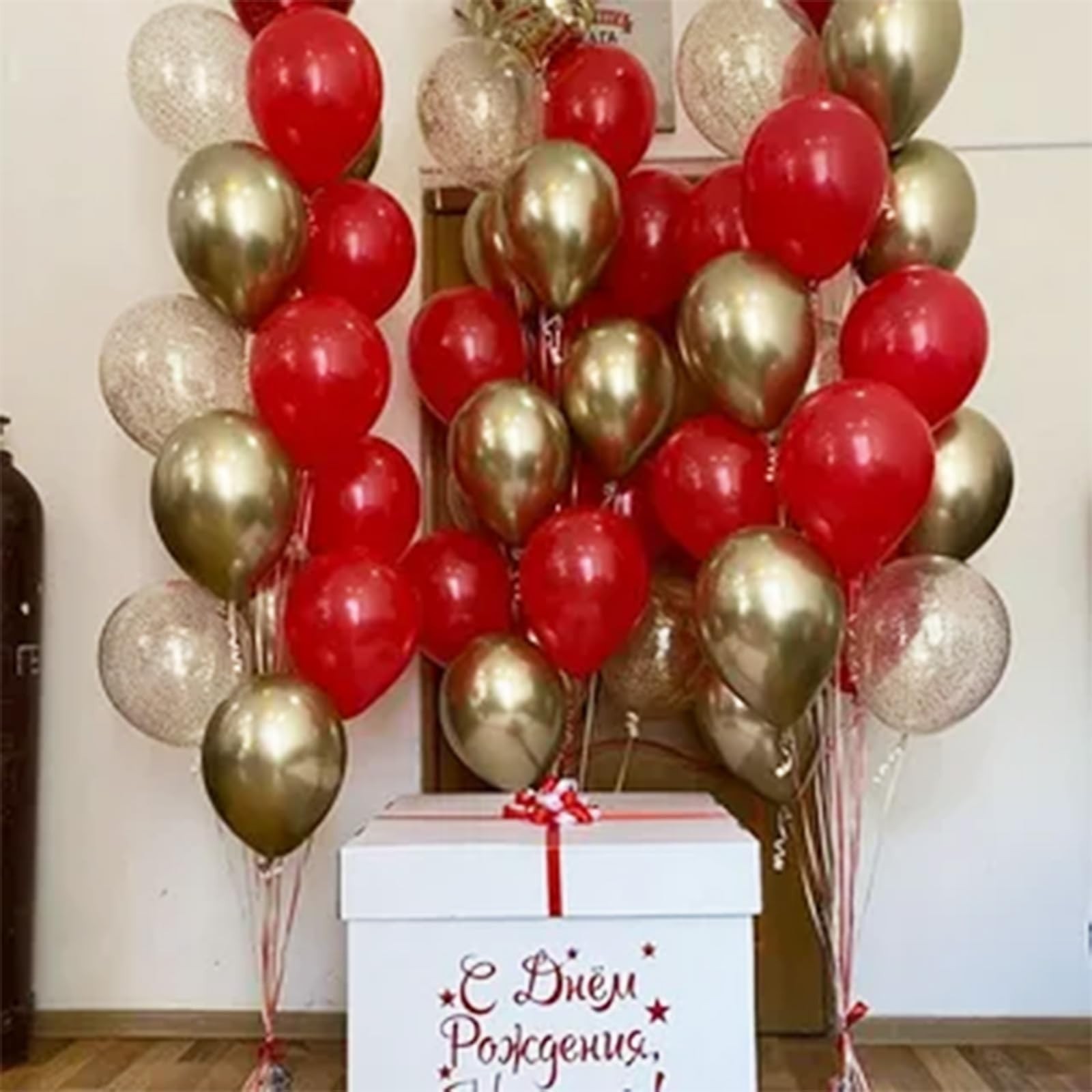 Red and Gold Balloon, 60 Pack 12 Inch Different Shades Red Party Balloons, Da…
