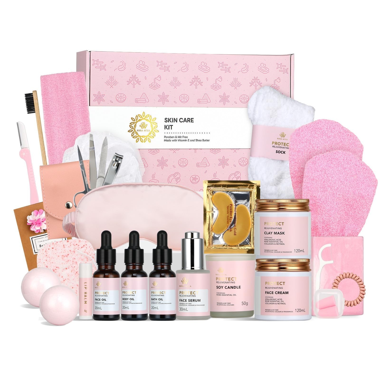 Mother’s Day Gift, Spa Gifts 28pcs Rose Facial Skin Care Set for Wo… Fast Ship