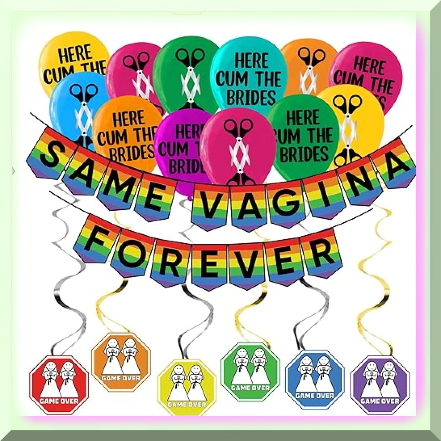 Rainbow Bachelorette Party Decorations Set