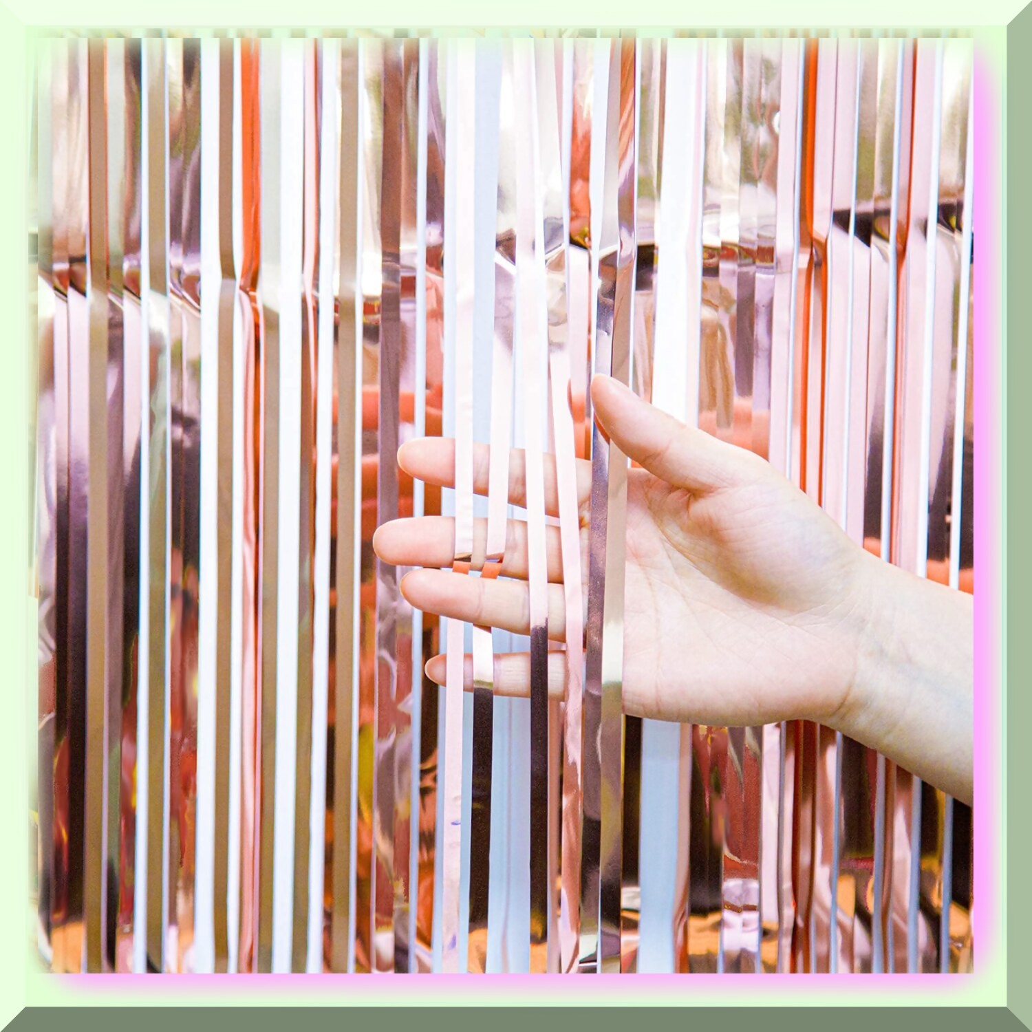 Rose Gold Fiesta Decor Kit with Fringe Curtain and Backdrop