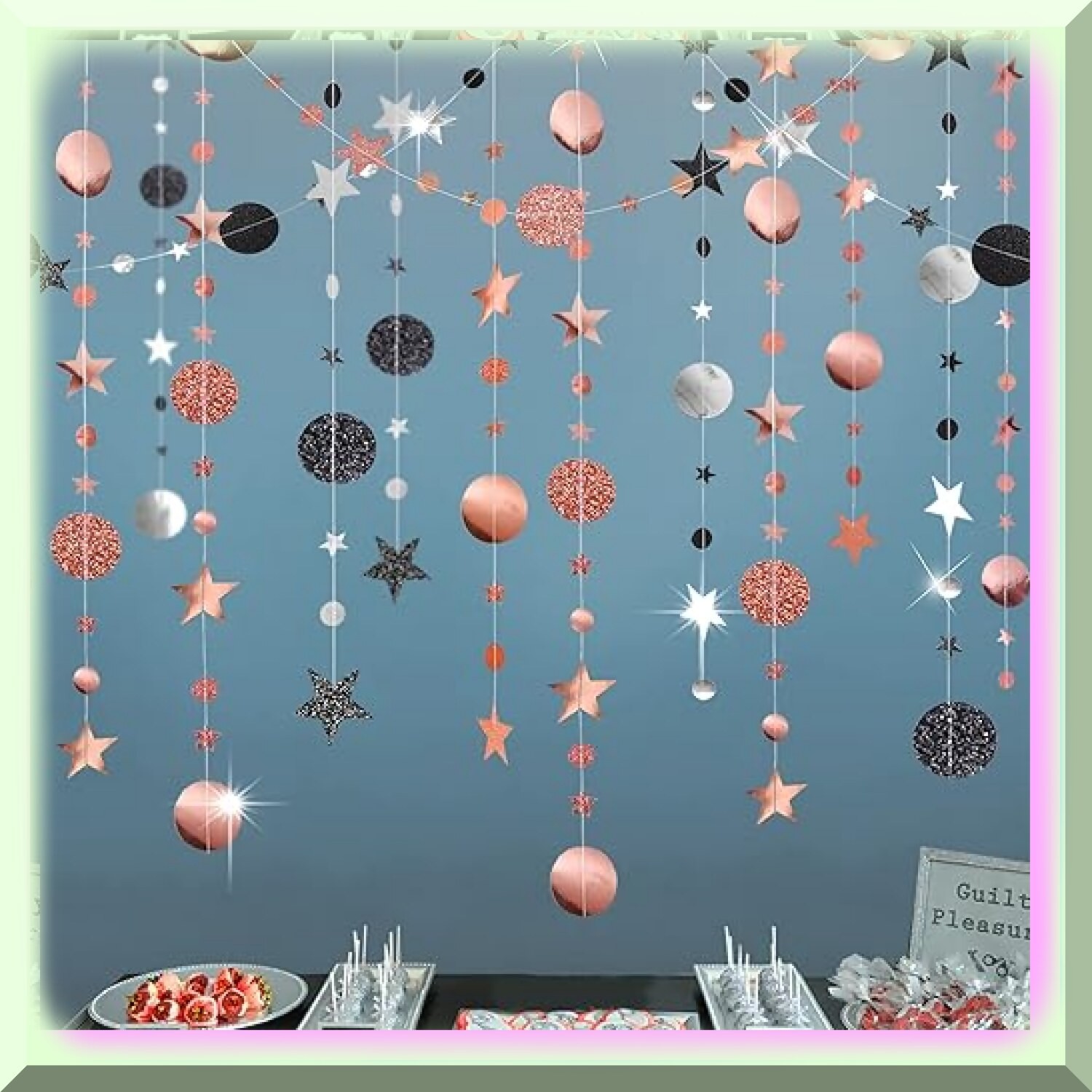 Night Sky Celebration Garlands 52ft with Star and Circle Cutouts
