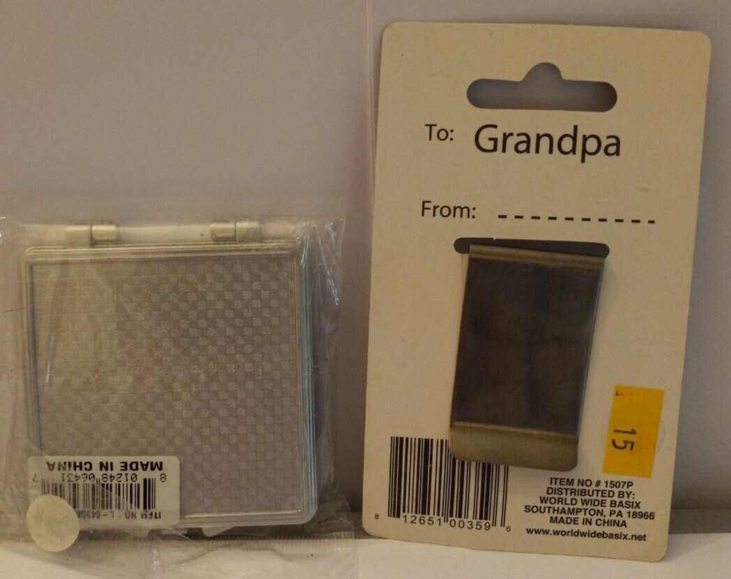 GRANDPARENT GIFTS FOR #1 GRANDMA A COMPACT MIRROR FOR GRANDPA A METAL MONEY CLIP