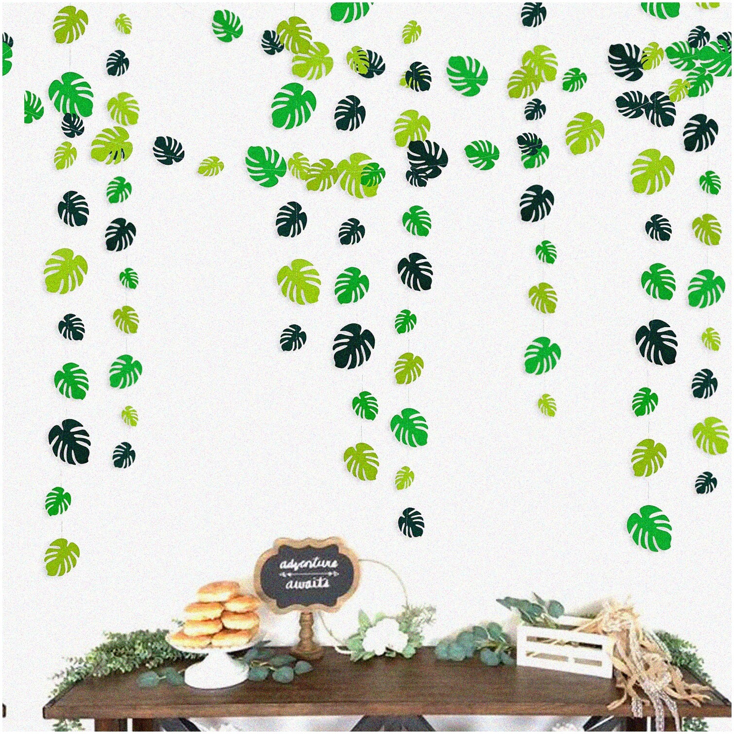Tropical Green Palm Leaves Garland 46 Ft