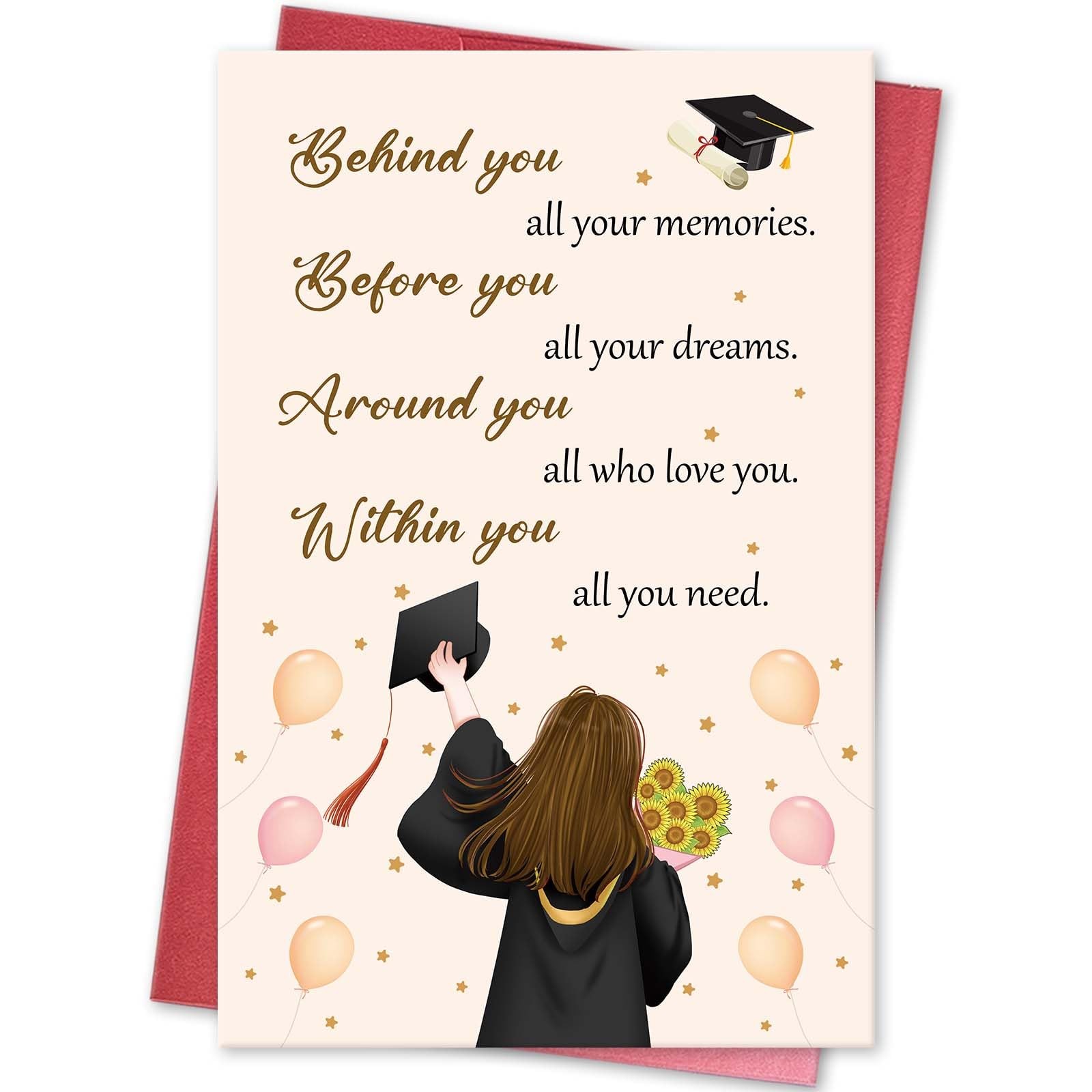hvdler Inspirational Graduation Card for 8 inches x 5.3 inches, Behind You