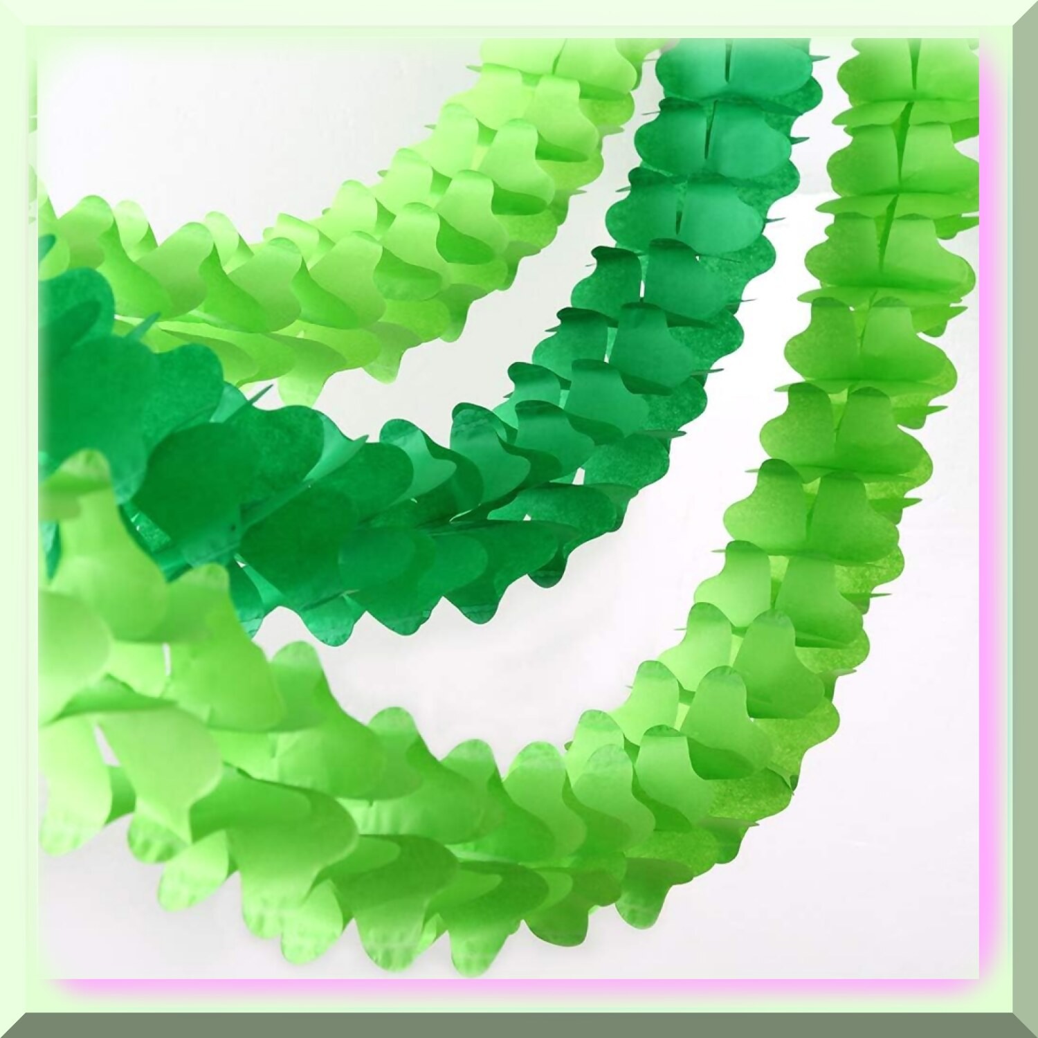 Vibrant Green Tissue Paper Garland for Celebrations