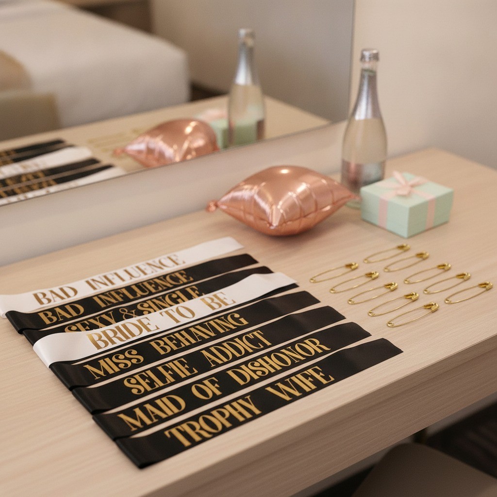 12 Pack Bachelorette Party Sashes, Bride To Be, Black Rose Gold Letters