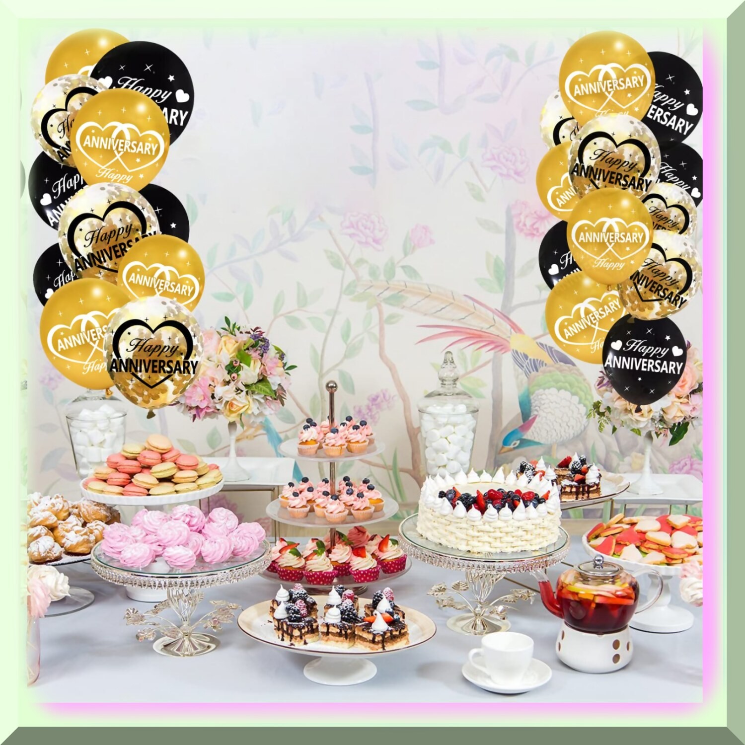 Black Gold Love Anniversary Balloon Set 30pcs