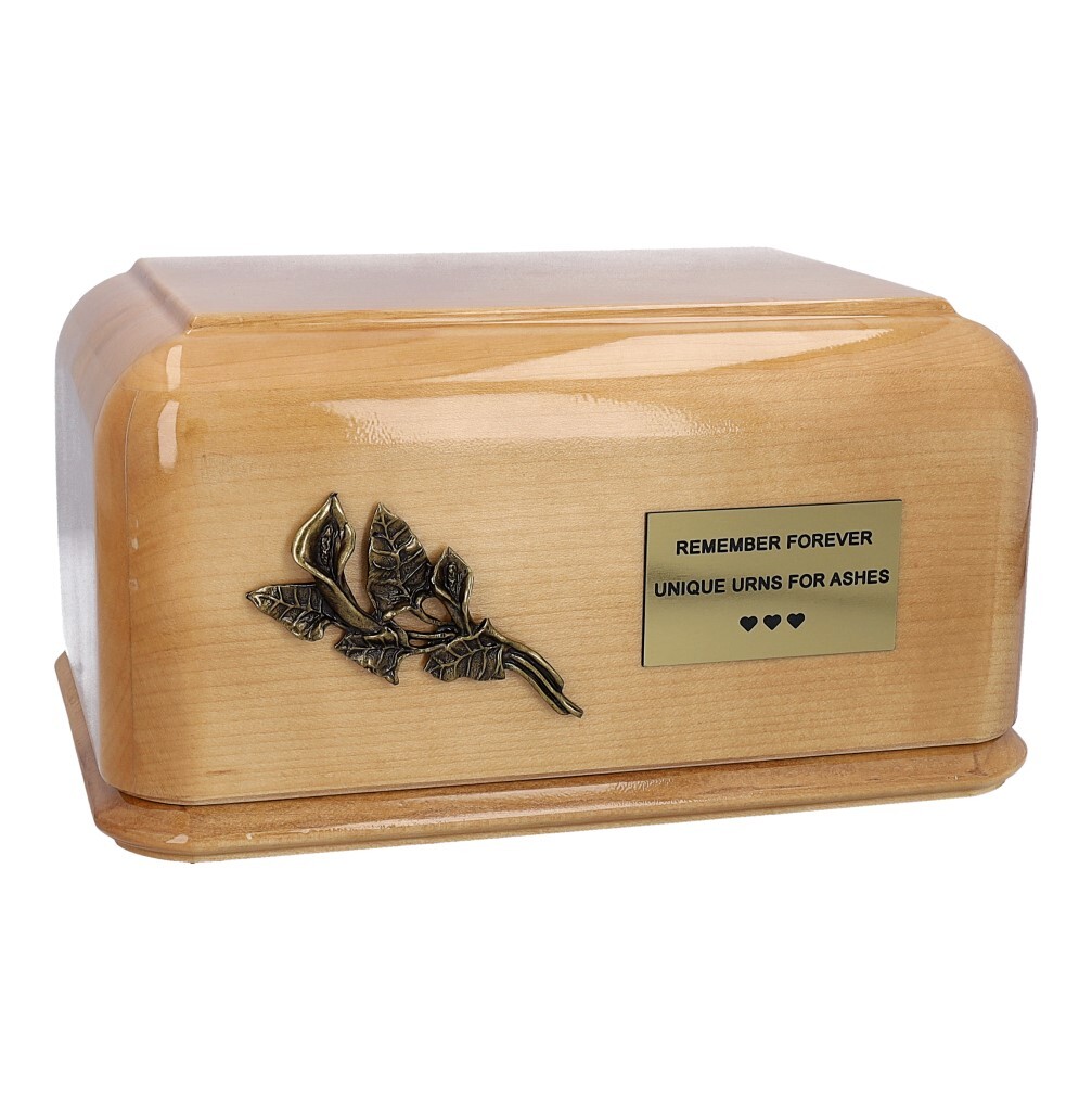BEAUTIFUL SOLID WOOD CASKET FUNERAL ASHES URN FOR ADULT. CREMATION URN (WU49)
