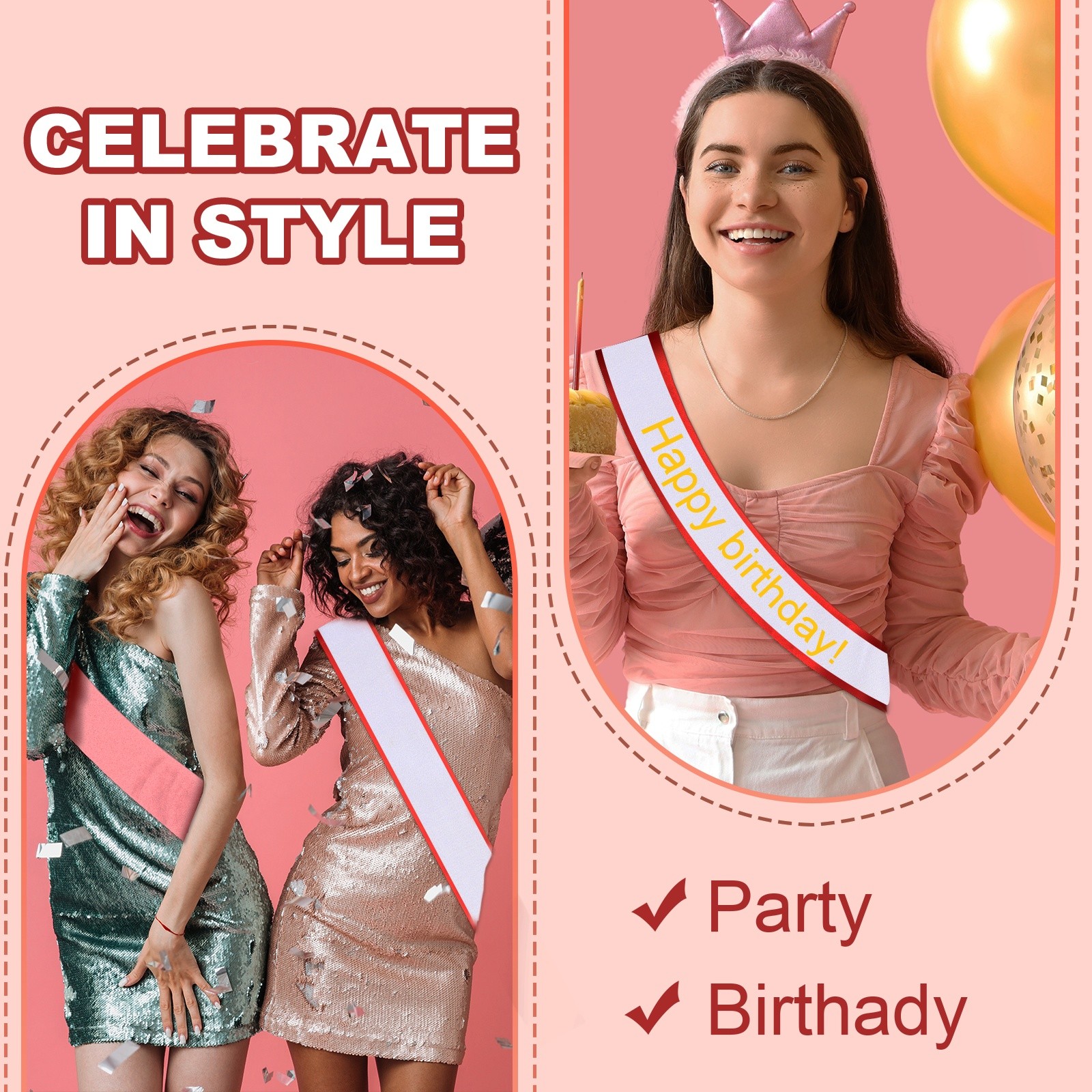 Satin Sash with Tassels Blank Sash Pageant Ribbon for Party Wedding 2 Pack & Red