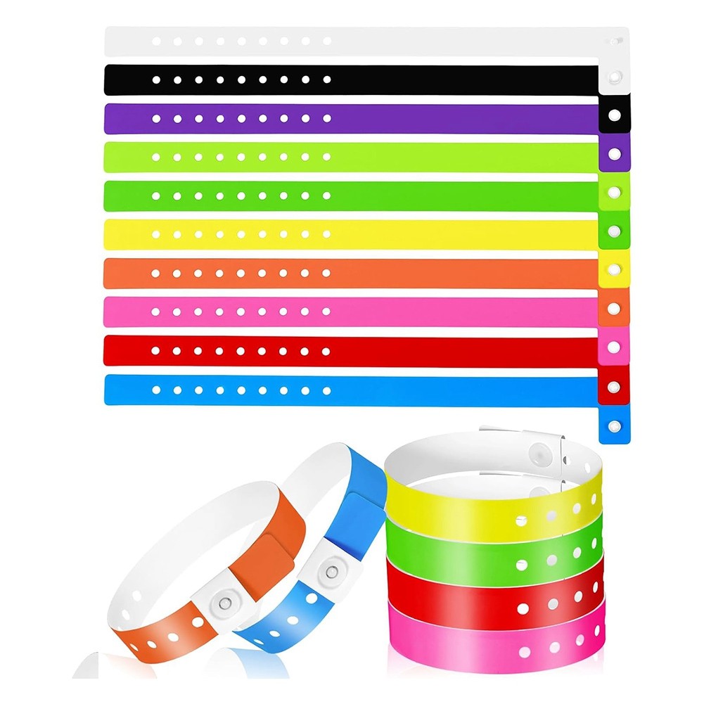 Neon Plastic Wristbands 60 Pcs Vinyl in 10 Colors, for Events M9V85716