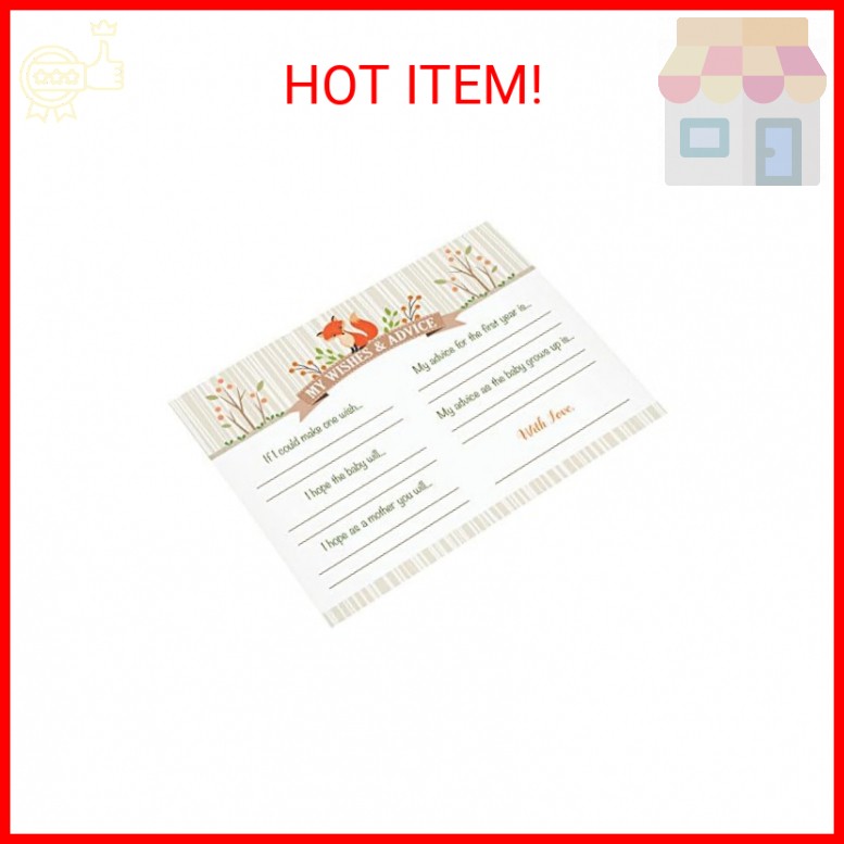 Lillian Rose Woodland Baby Shower Wishes Cards, Neutral, 5.5″ x 4.25″