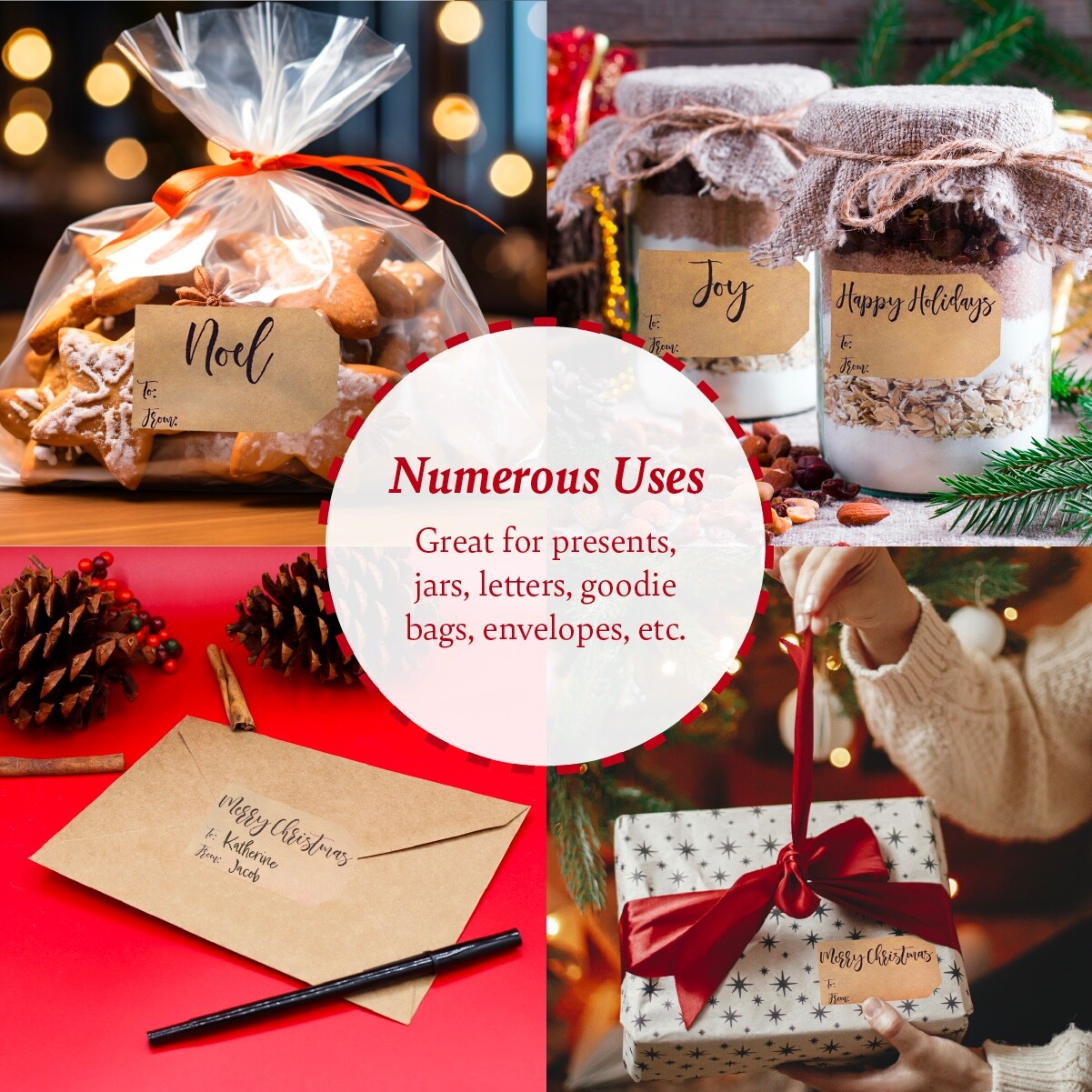 Natural Kraft Christmas Holiday – To & From Gift Tags | 2 x 3″ Inch – 100 Pack