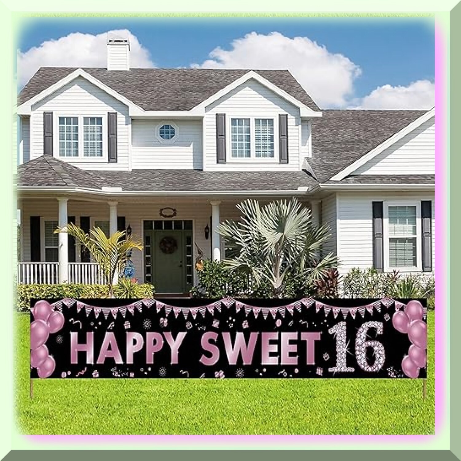 Sweet Sixteen Outdoor Celebration Banner Purple 10ft