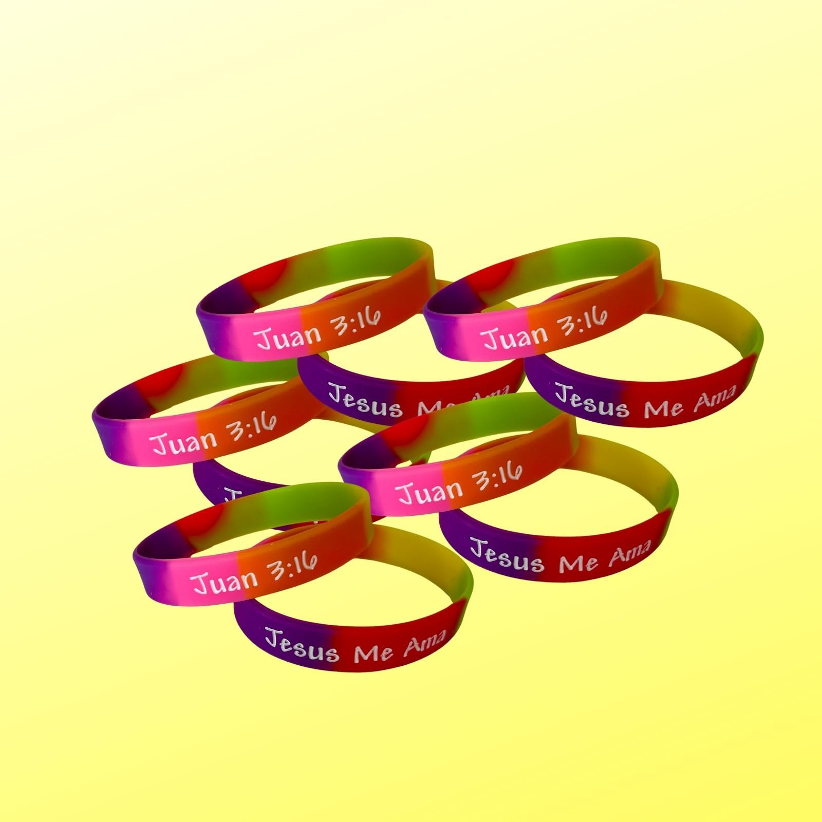 50-Pack Spanish Christian Bracelets – “Jesús Me Ama” Juan 3:16 Silicone Wristban