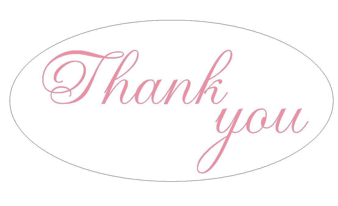 Pink Thank You Oval Sticker Decal Wedding BRIDAL MADE IN USA Seal #D158P
