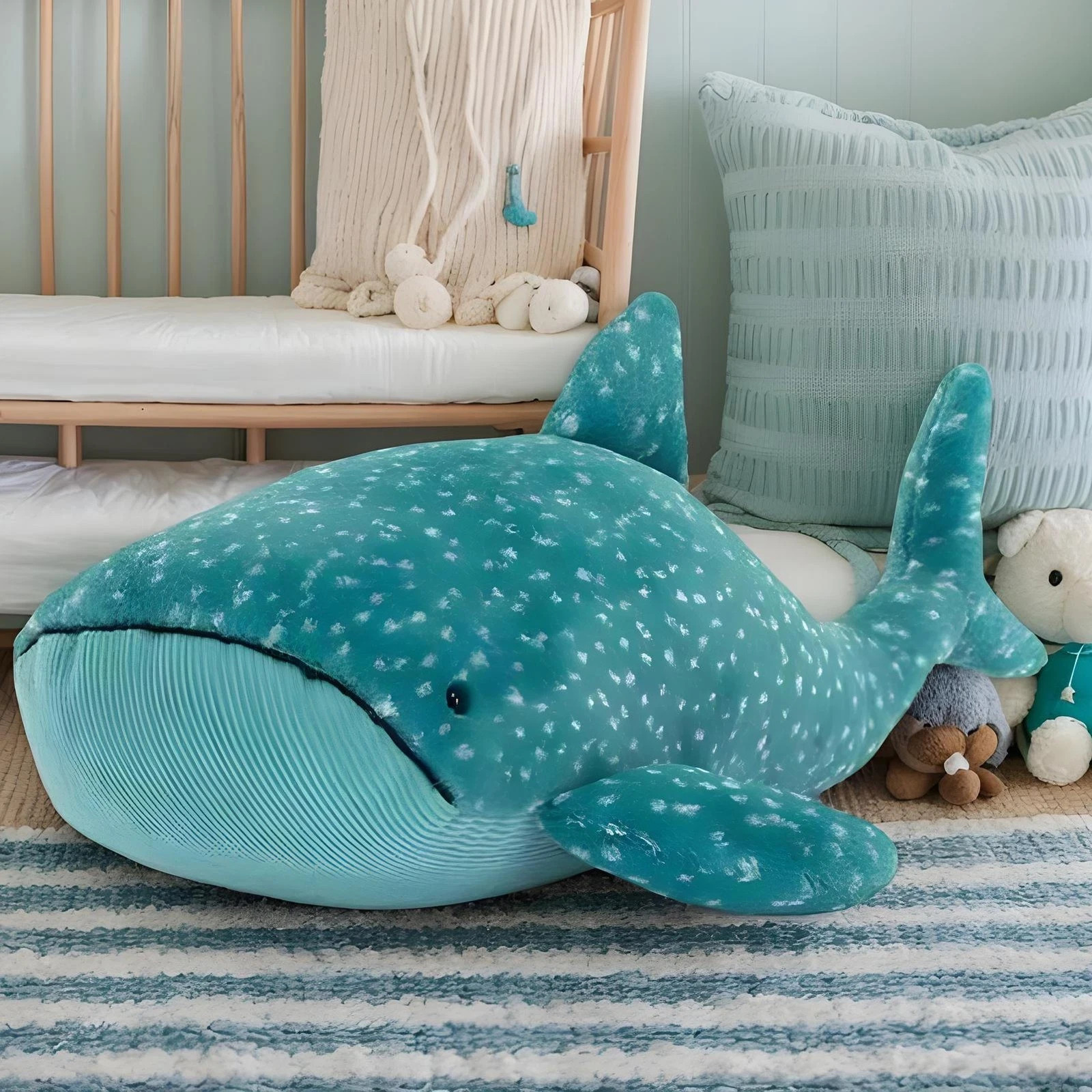 Food Stuffed Doll 16 Inch Whale Shark Blue Ocean Lovey Soft Plush Toy