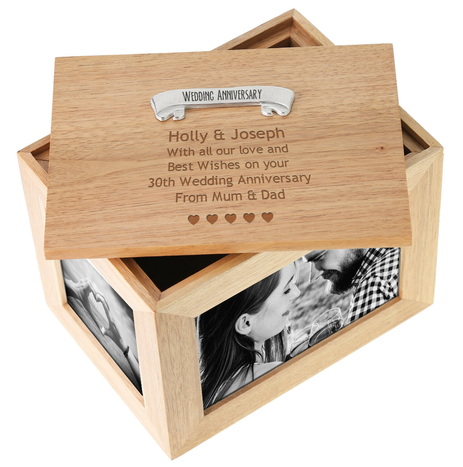 30th Pearl Wedding Anniversary Engraved Large Oak Keepsake Box 30 Years Gifts