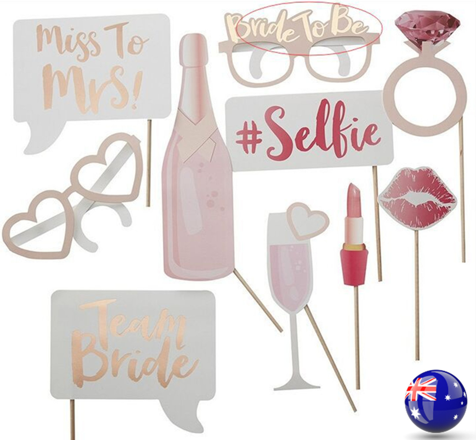 Bride to be Hens Night Party Bachelorette Selfie Photo Booth Prop Game Pink Sign