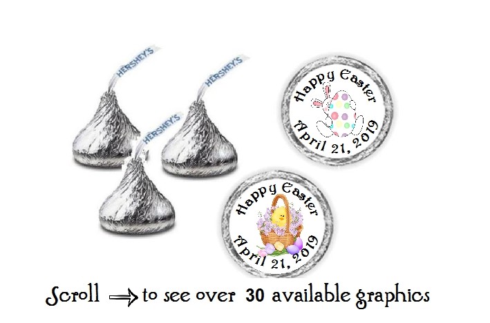 108 Personalized Easter Hershey Kiss Candy Labels Wrappers