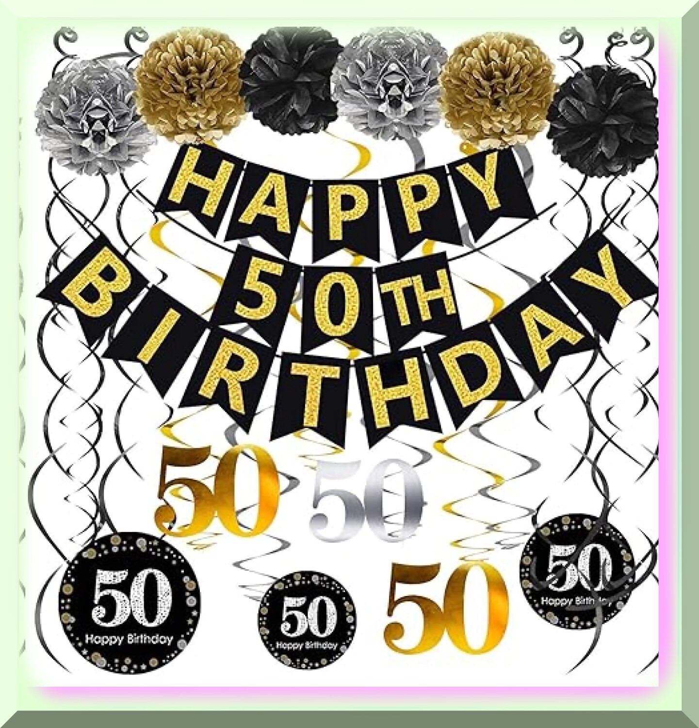Golden Jubilee Celebration Kit with Banner and Decorations