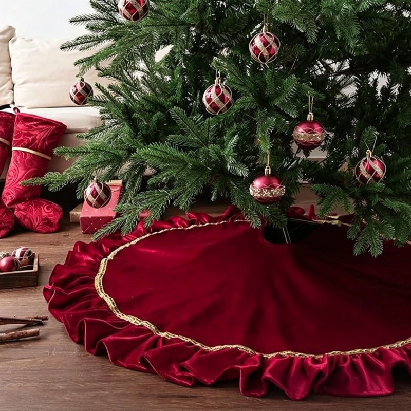 Christmas Tree Skirt 120cm/47inch Soft Cover for Indoor Display Use