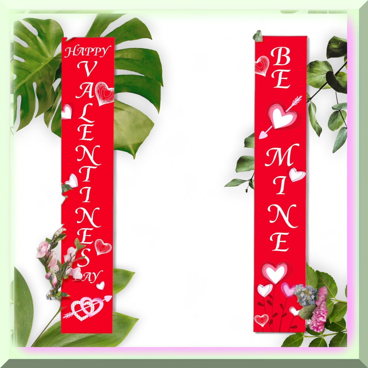 Valentine’s Day Decor Set with Heart Garden Flag Porch Sign