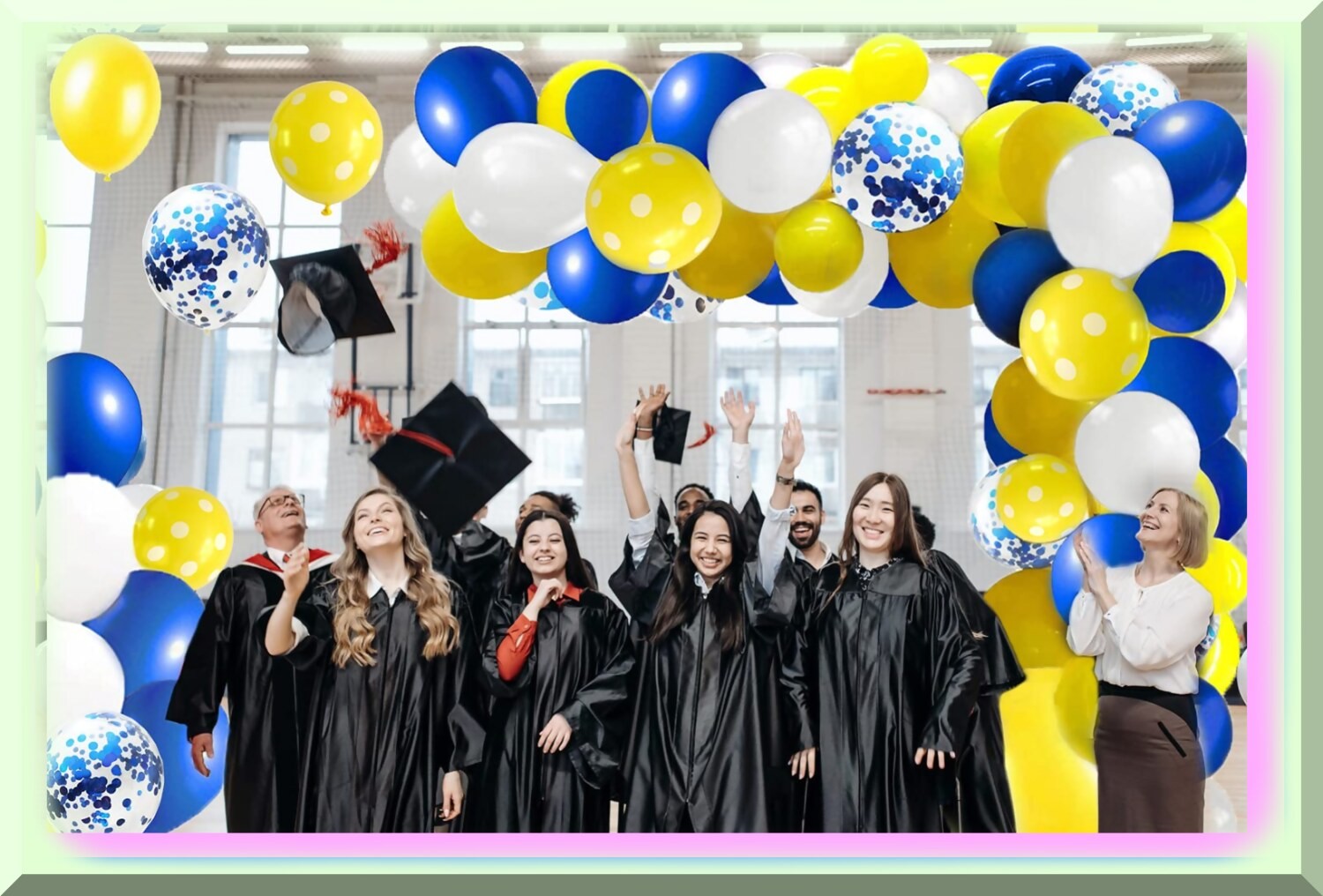 Blue and Yellow Latex Balloon Garland Kit 126 Pieces