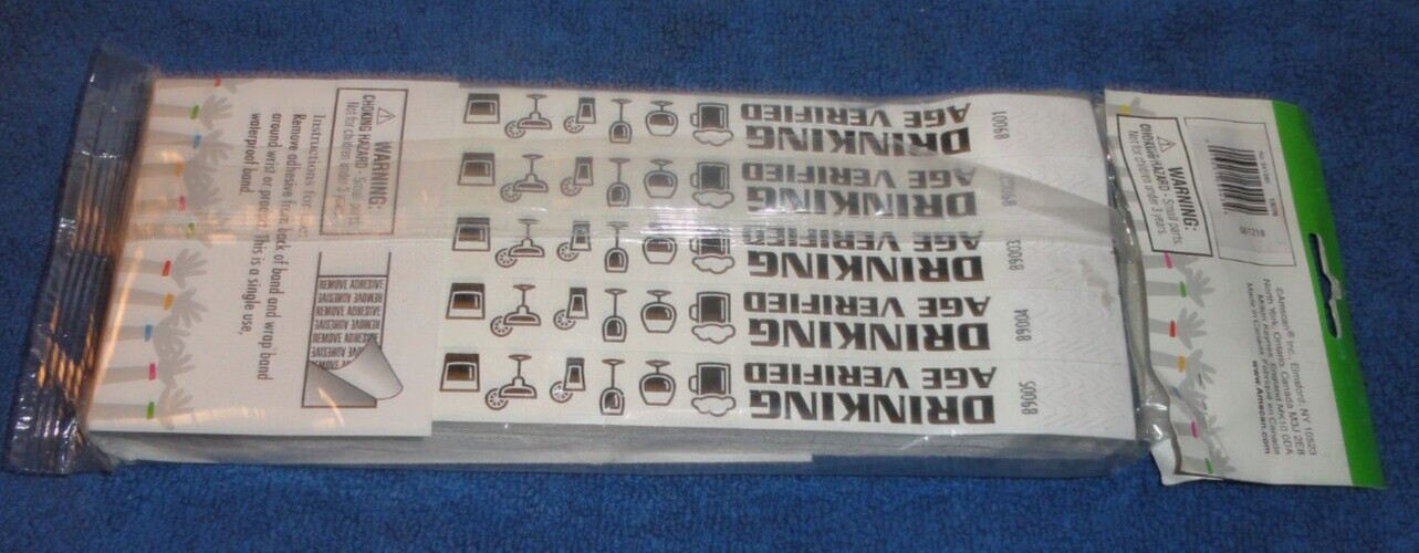 PARTY WRIST BAND Drinking Age Verified 500 Count Paper Secure NIB Sequentially #