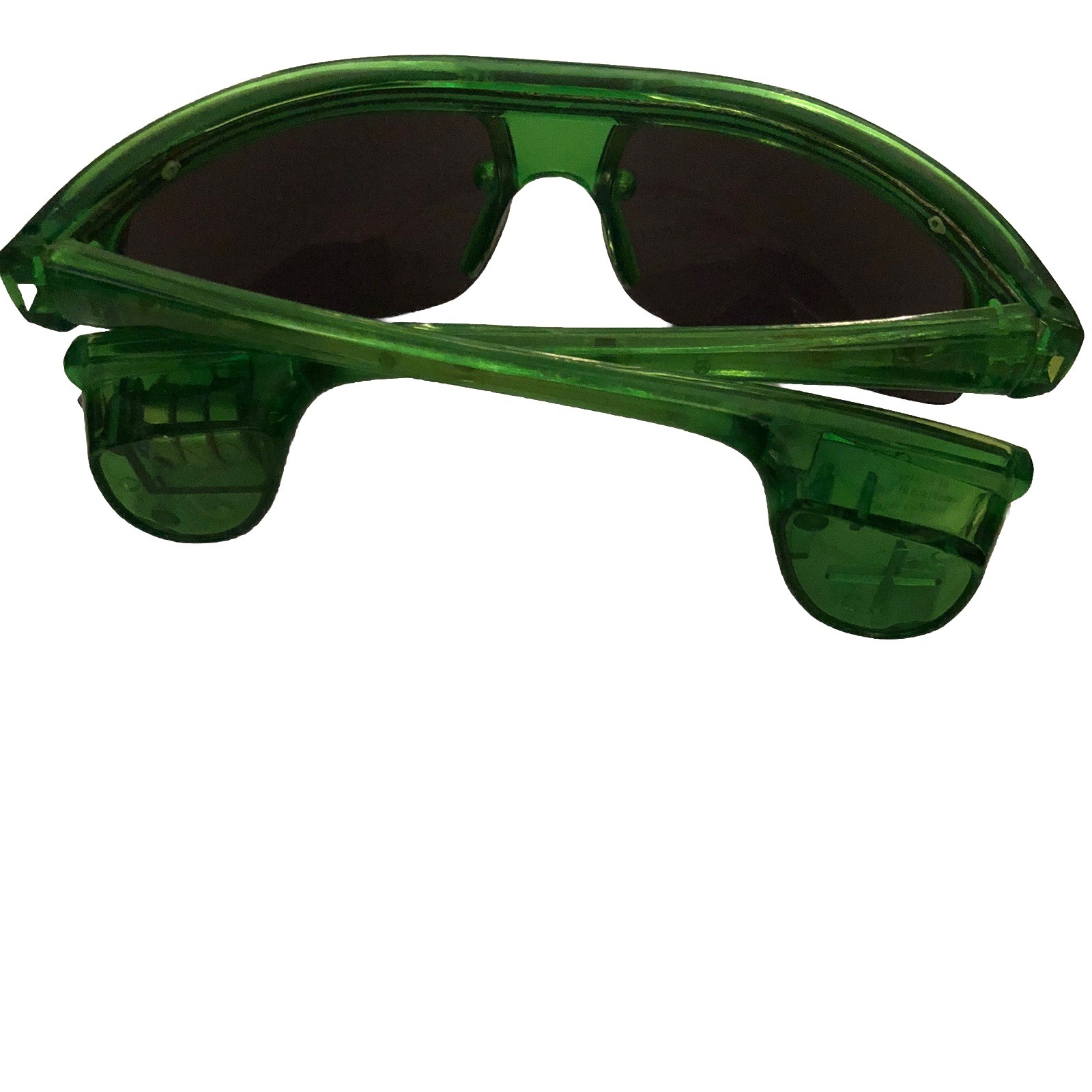 RI Novelty Flashing Lights Kids Adult Sunglasses Green Frames Light Fast Slow On