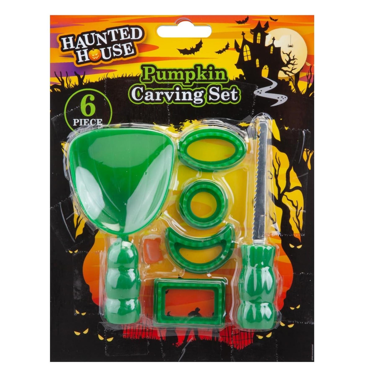Halloween 6 Piece Pumpkin Carving Kit Kids Crafts Party Decoration – Green