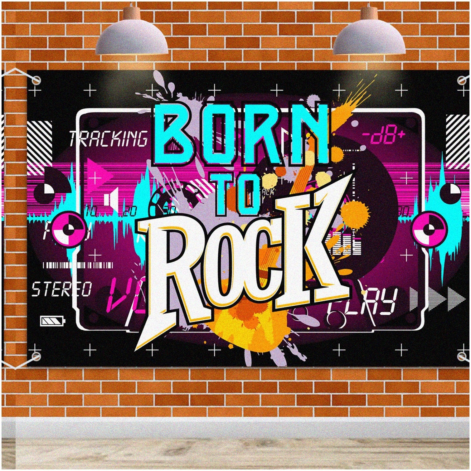 Rockin Rollin Party Banner 6x4ft Backdrop