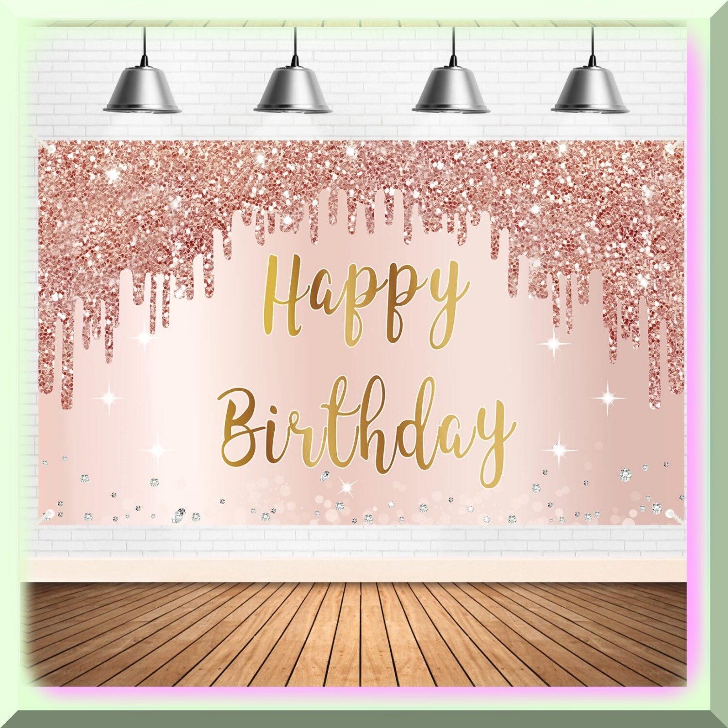 Pink Rose Gold Birthday Party Decor Backdrop