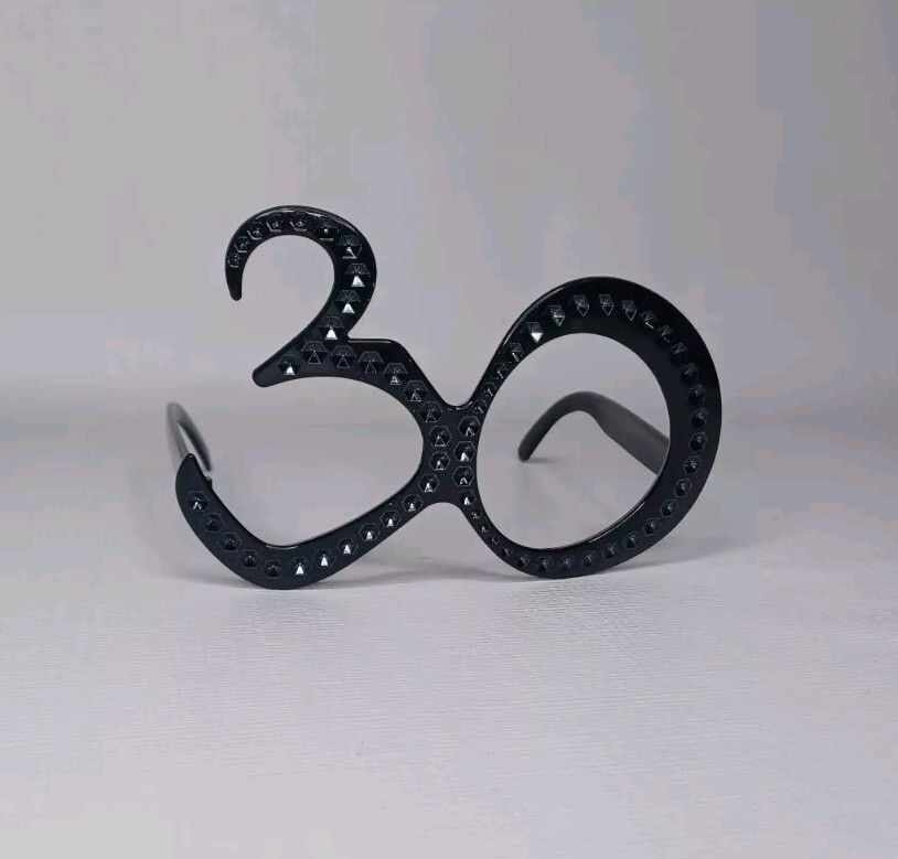 30th Birthday Novelty Number 30 Glasses Black Plastic