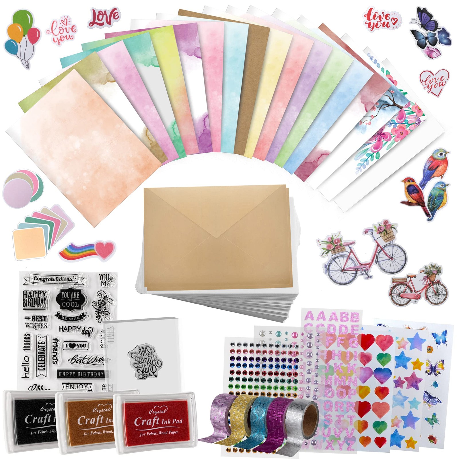 Card Making Kits For Adults And Kids- 24 Blank Greeting 5” x 7” inch, Clear
