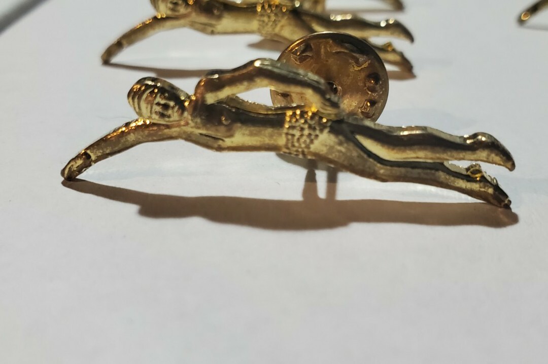 Gold Finish Metal Female Swimmer Pin TIE TACK School Varsity Box of 25