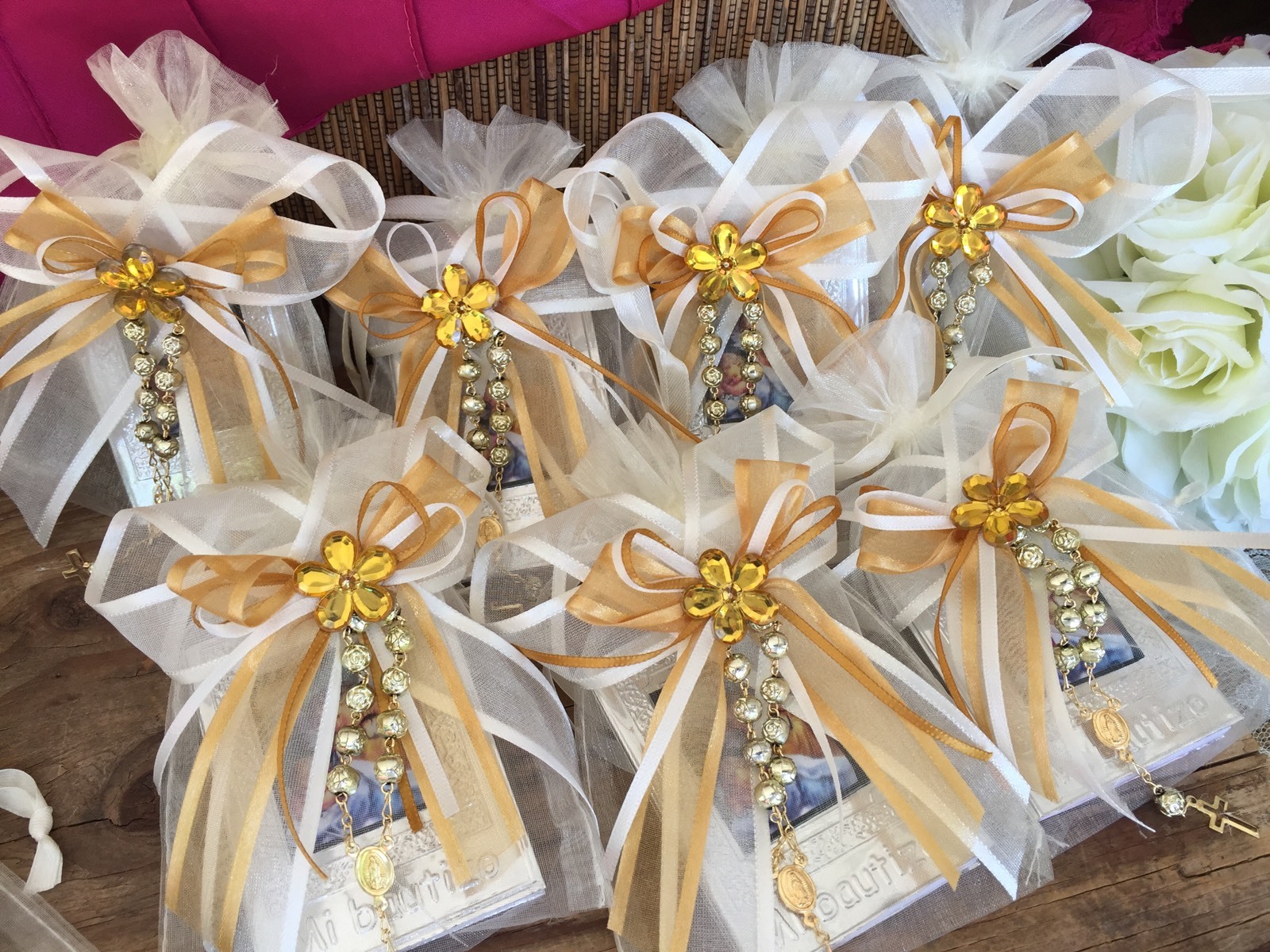 20 IvoryColor Baptism Favors/ Recuerditos Bautizo/Christening Favor/ Mini Rosary