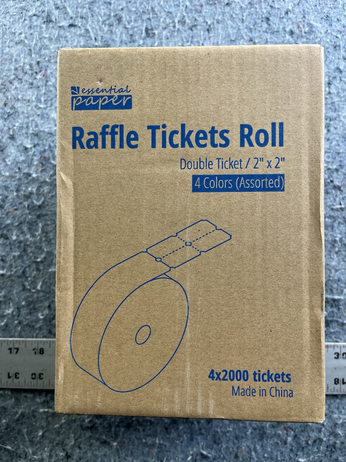 Raffle Tickets Roll 8000 Count 2×2 Double Stub 4 Colors New Sealed Box