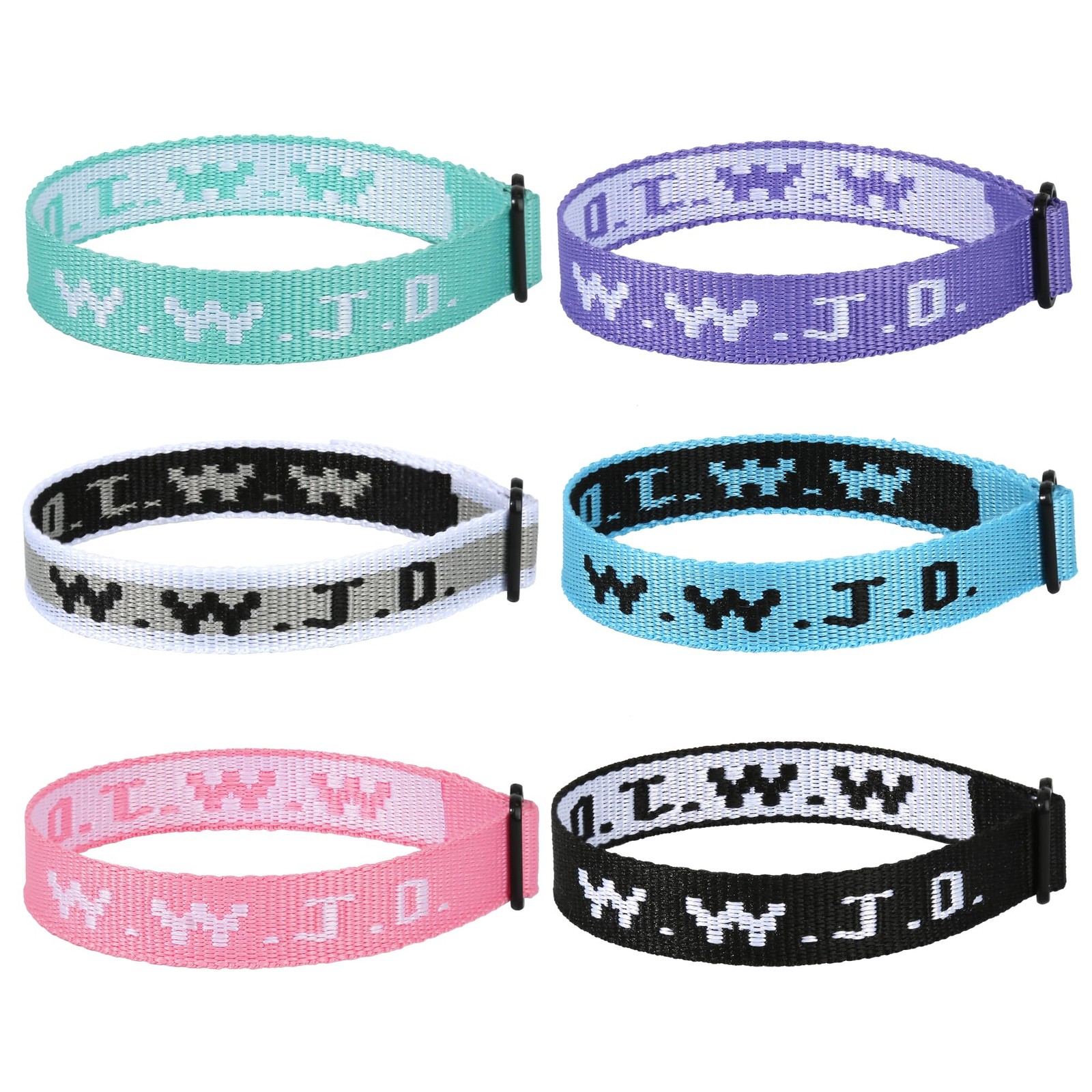 6 Pcs WWJD Rubber Bracelet Christian Gift Wristbands for Men Women