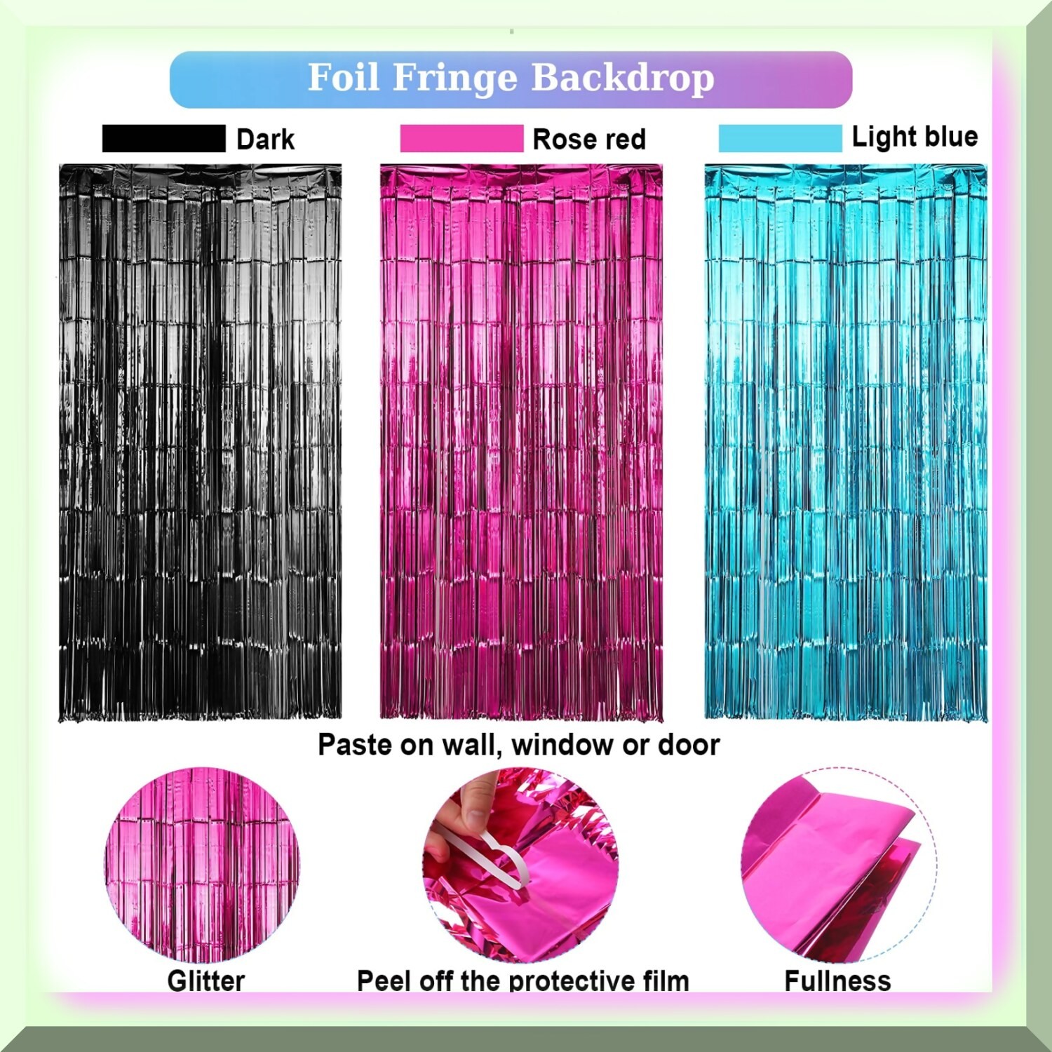 Party Kit with Red Blue Black Tinsel Curtains