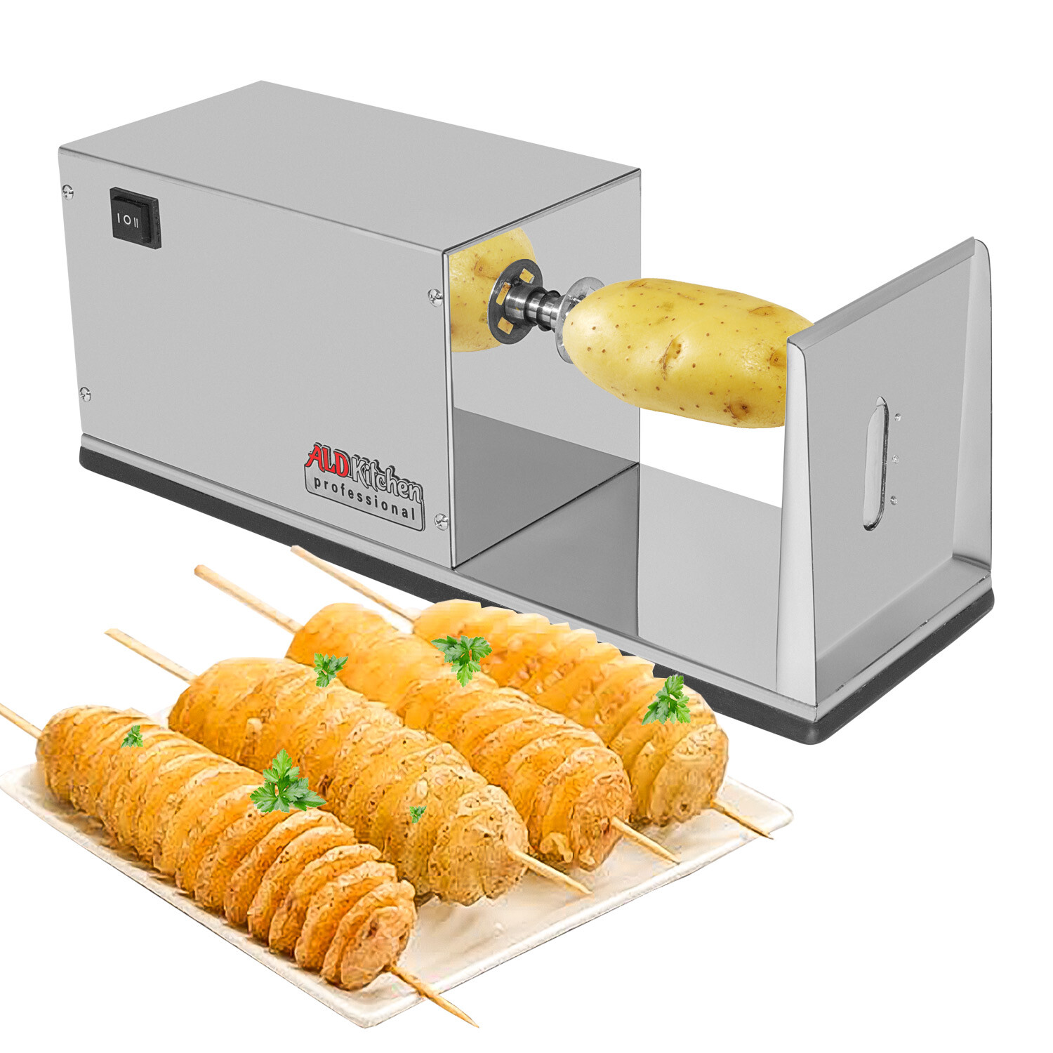 ALDKitchen Electric Potato Tornado Slicer | Food Grade Stainless Steel | 110V
