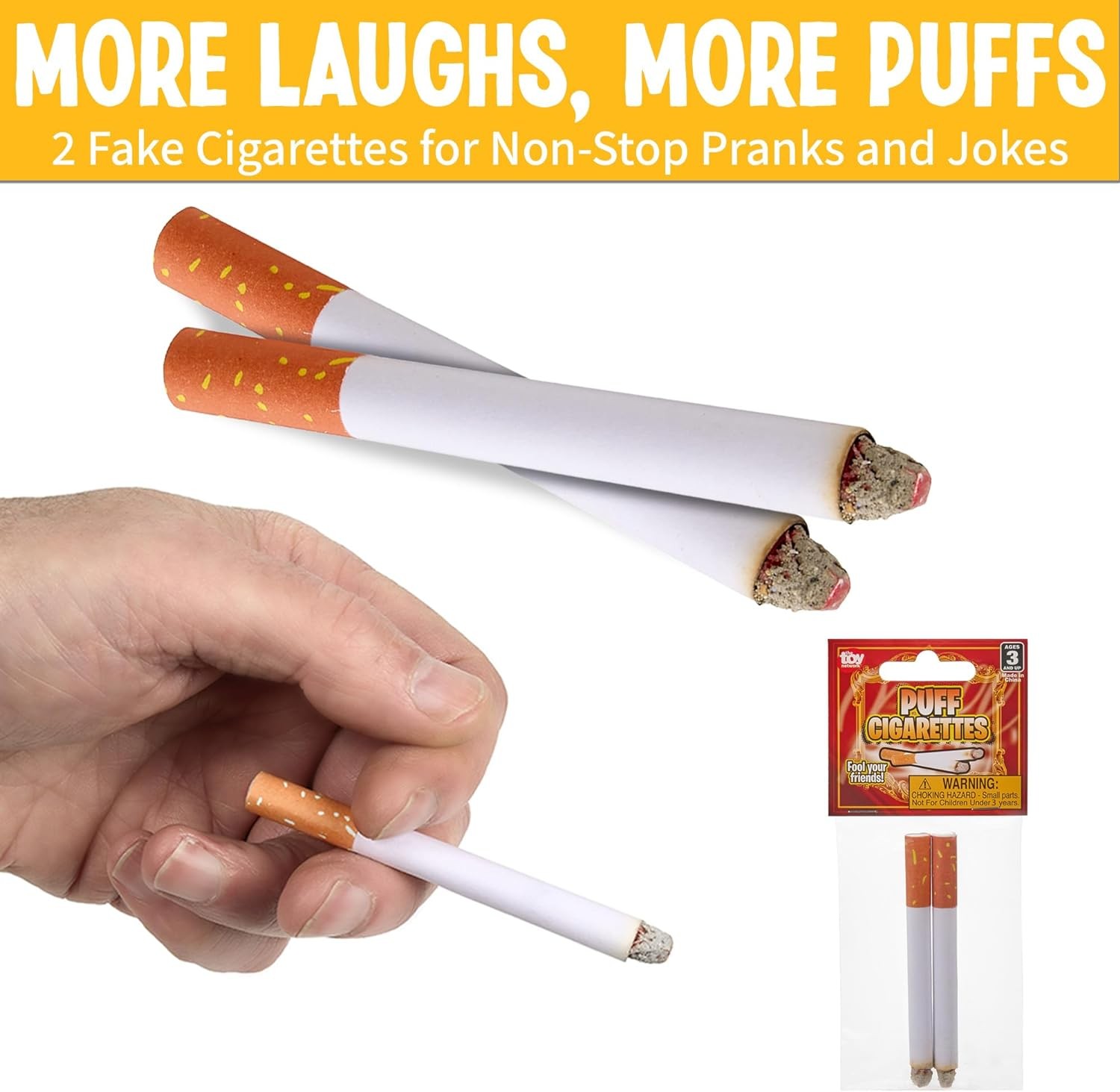 4 JOKE PUFF CIGARETTE – Fake Smoke Magic Trick Gag Prop Costume Accessory Toy