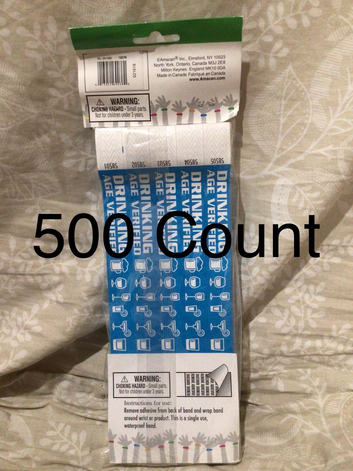 Drinking Age Verified Tyvek Wristbands Blue 500 Count Party Fundraiser Club Bar