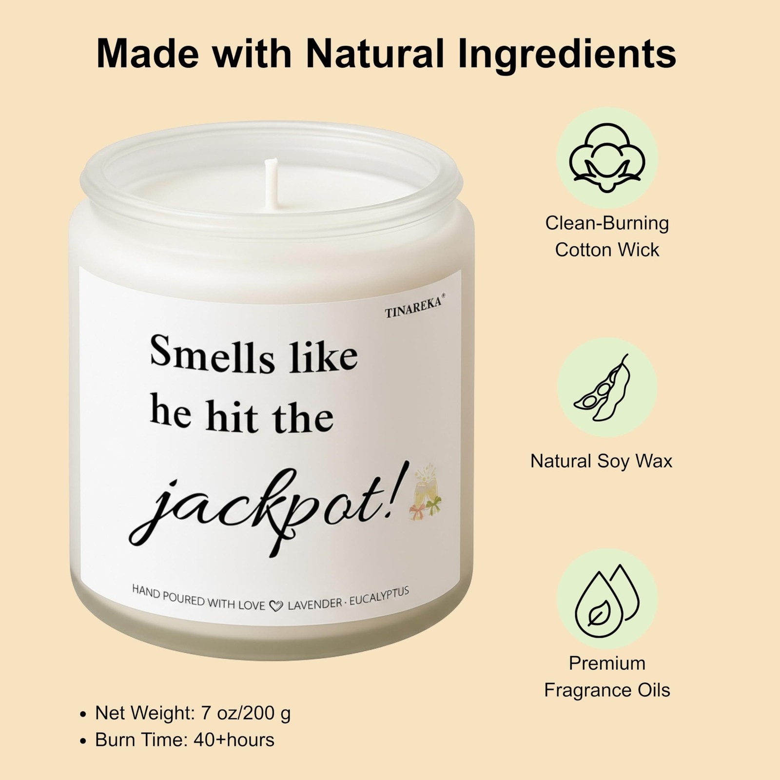 Engagement Gifts for Couples – Lavender Scented Soy Wax Candle, Romantic E